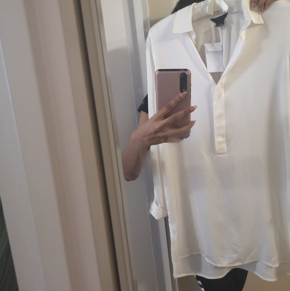 New Club Monaco silk off-white tunic or dress shirt